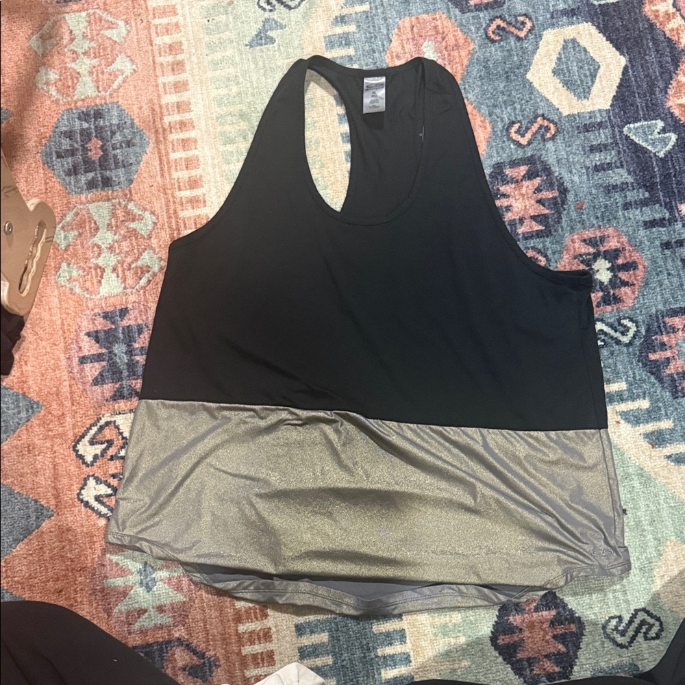 Champion Black and Metallic Silver Colorblock Racerback Tank